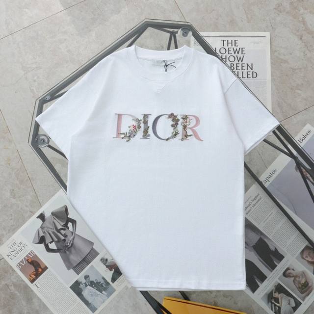 New pure original top replica Dior Dior new floral embroidered logo casual round