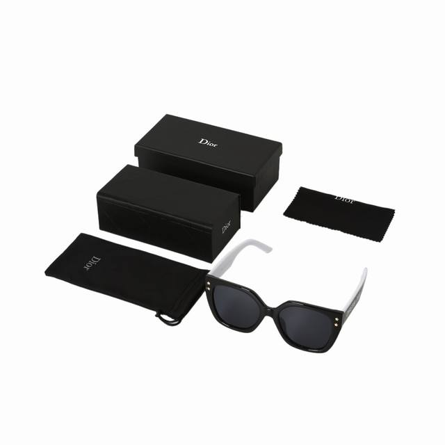 Dior irregular-shaped sunglasses with black acetate frame and logo on the side f