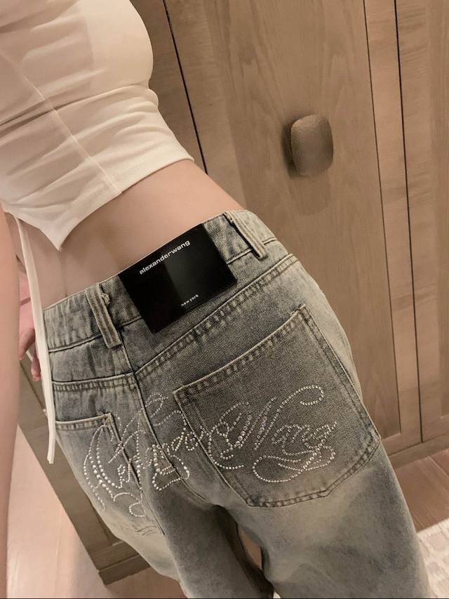 Alexanderwang Aw custom buttons custom leather label letters hot diamond washed
