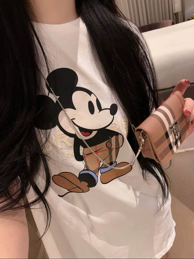 Burberry Bbr Mickey Mouse print round neck short-sleeved T-shirt with bag Style