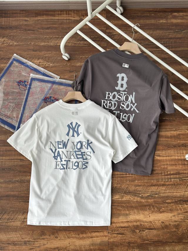 Mlb men and women couple print series sports T-shirts with big logo casual short