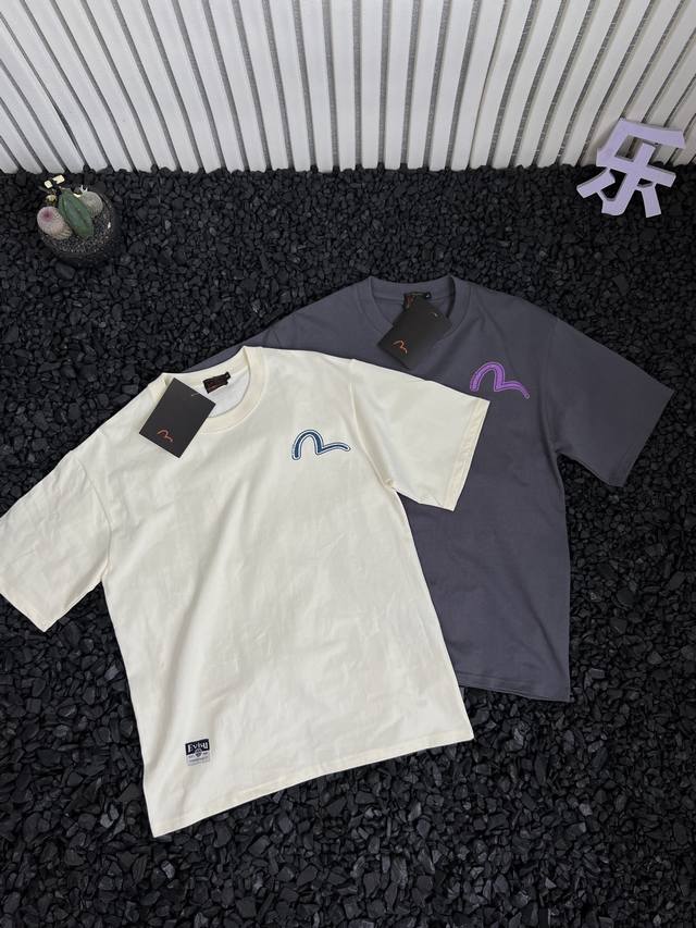 Fushen Evisu summer chest small seagull logo solid color casual loose short-slee