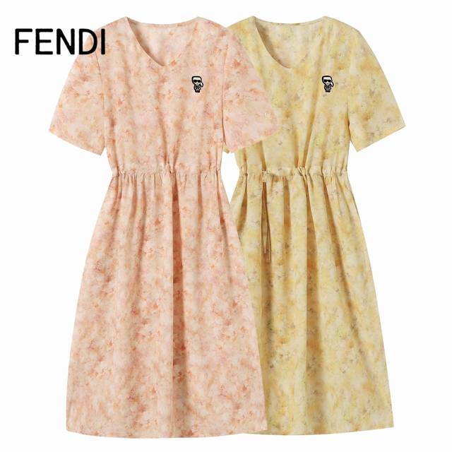 2025 Summer! Fendi French floral V-neck chiffon dress, goddess style My dears, i
