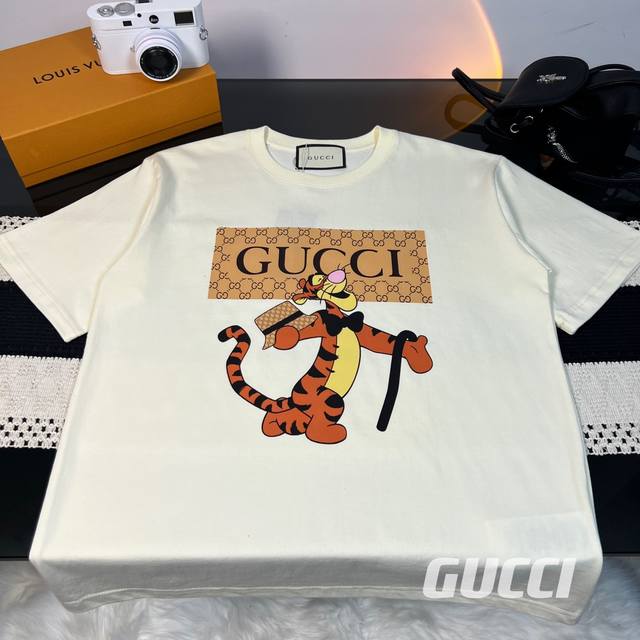Gucci 23Ss new summer children's play Tigger cartoon print short-sleeved T-shirt