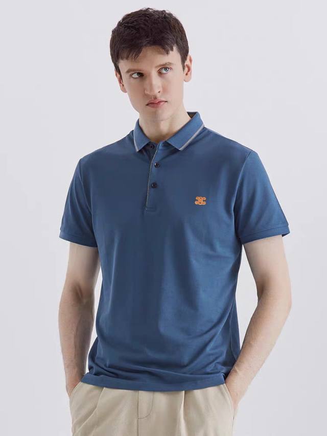 Celine Spring and Summer New Products Celine Phase Color Striped Silk Polo Shirt