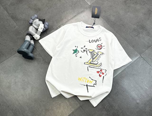 Fashion brand Lv Louis Vuitton direct-injection printing process couple short-sl