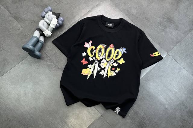 Goodbrand butterfly scissors direct spray printed couple short-sleeved T-shirt!