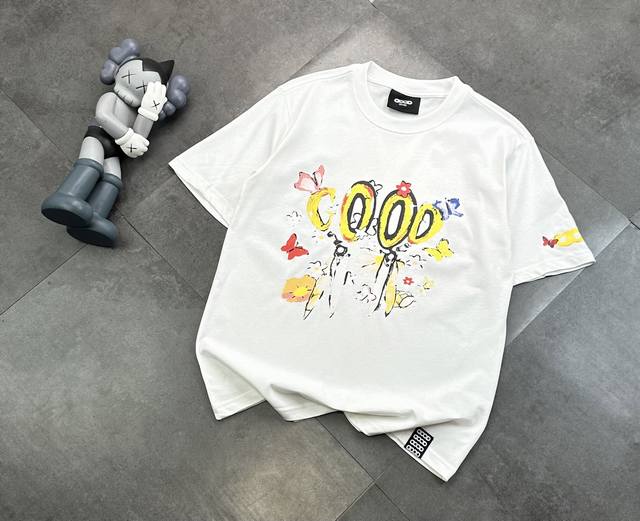 Goodbrand butterfly scissors direct spray printed couple short-sleeved T-shirt!