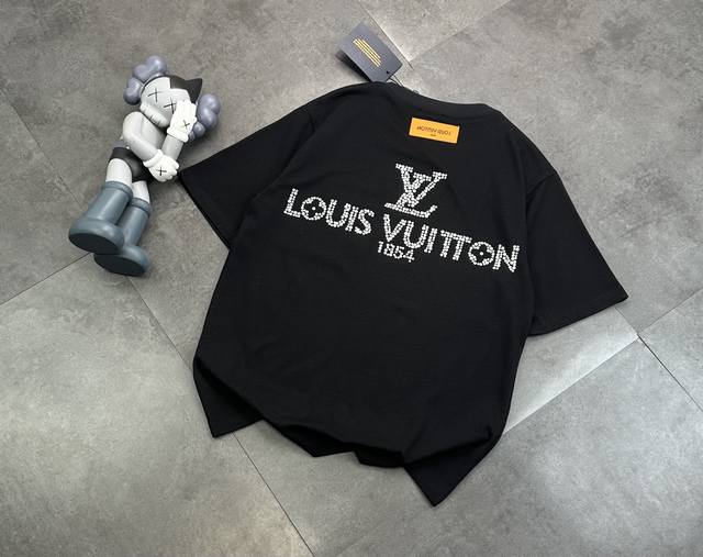 Fashion brand Louis Vuitton diamond craft couple short-sleeved T-shirt! : 240G d