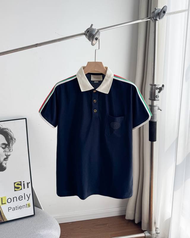 provides the top replica Gucci 2025Ss summer new letter logo men's lapel Polo sh