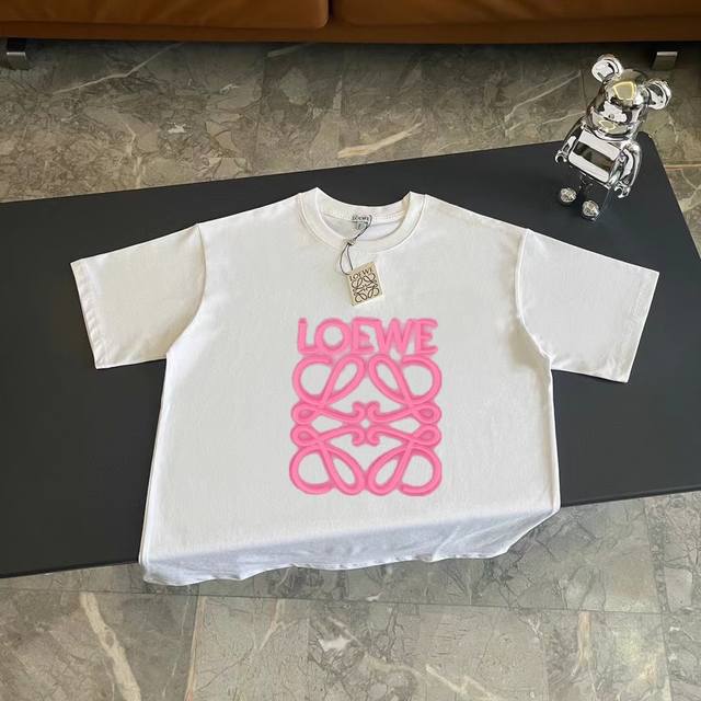 Loewe's new embroidered large letter Logo couple short-sleeved T-shirt High vers