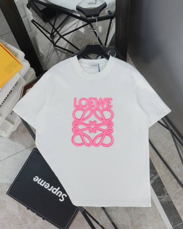 Loewe's new embroidered large letter Logo couple short-sleeved T-shirt High vers