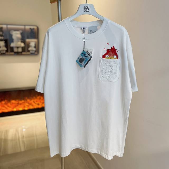 Top version Loewe Howl's Moving Castle Flame Series Short Sleeve T-shirt Made of