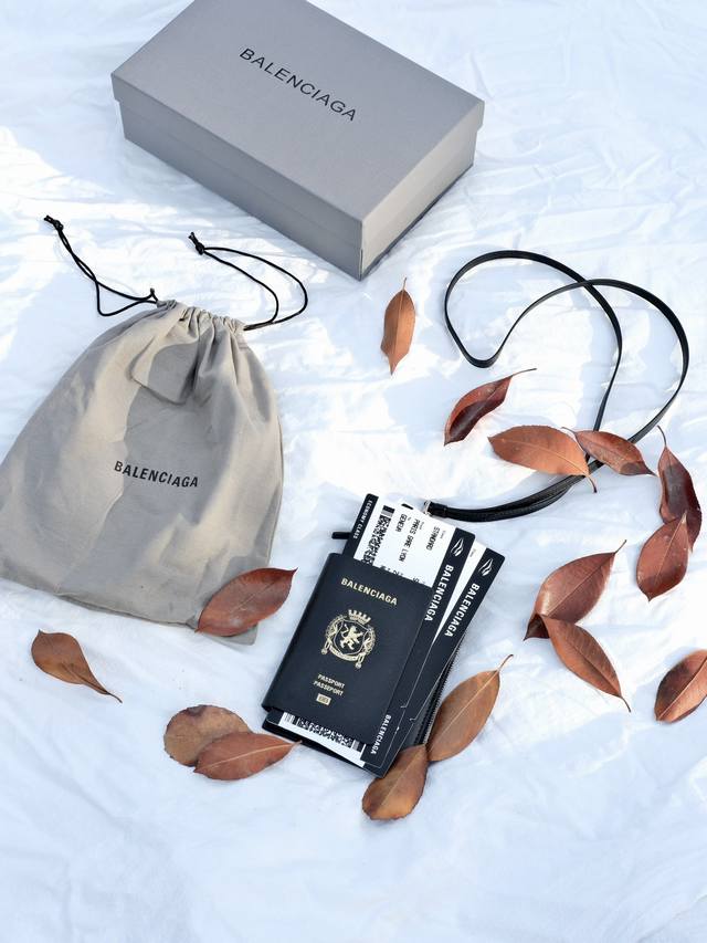 Balenciaga detachable crossbody textured cowhide passport bag, card bag, small w