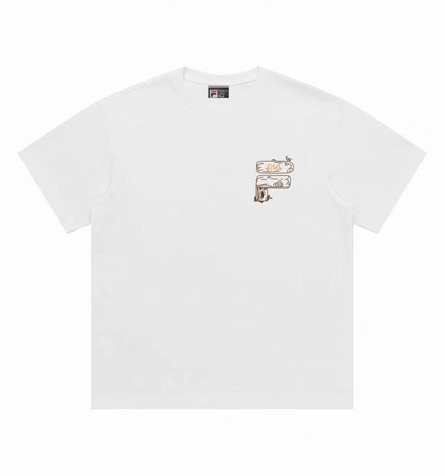 Fila flame round neck short-sleeved half-sleeved T-shirt The fabric is made of 2
