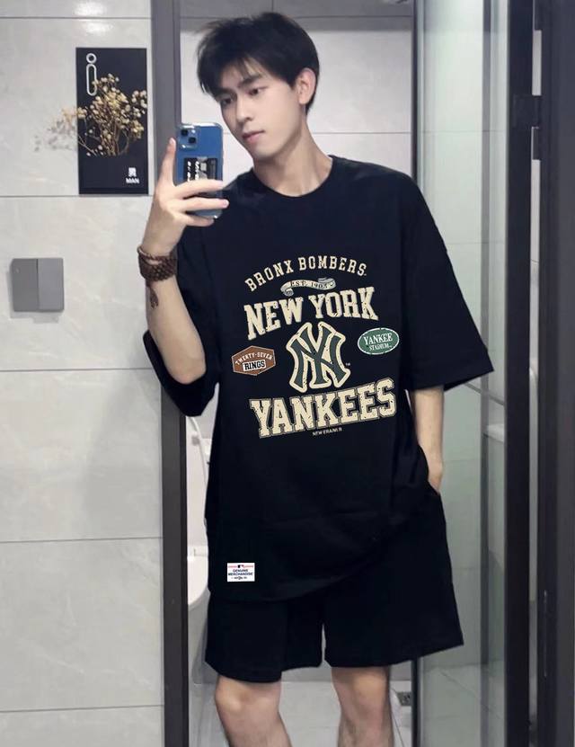 Mlb Yankees-Ny retro 1903 round neck short sleeve half sleeve T-shirt The fabric