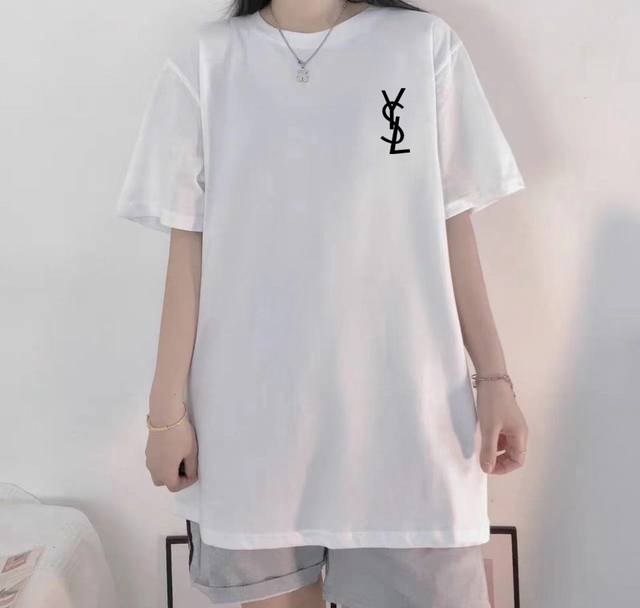 Saint Laurent Slp Ysl Saint Laurent round neck short sleeve half sleeve T-shirt