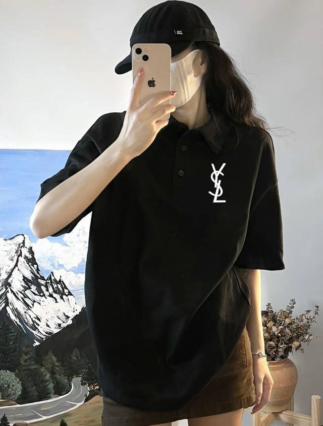 Saint Laurent Slp Ysl Saint Laurent Polo shirt short-sleeved T-shirt Select high