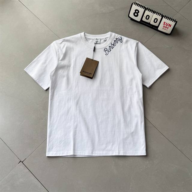 25Ss Burberry Loose Casual Summer Round Neck Short Sleeve Burberry Embroidered T