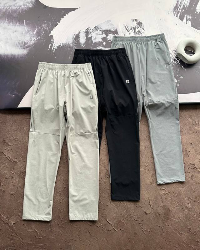 New arrival Fila official men's woven trousers 2025 summer new simple basic outd