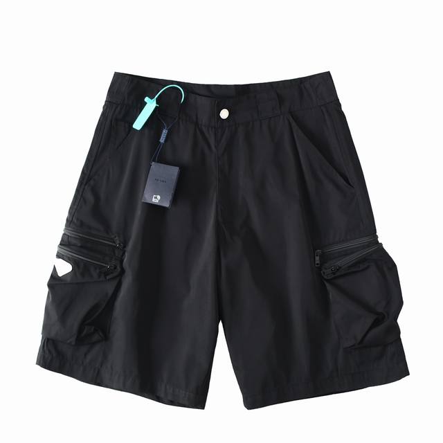 Prada 24Ss triangle logo workwear pocket functional shorts Fabric: Customized th