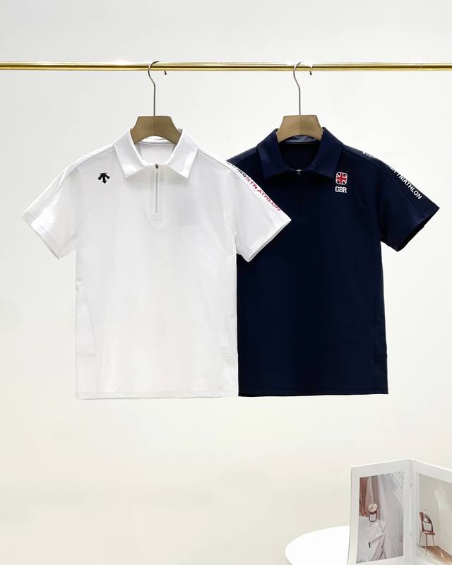 Descente Summer Lapel Polo Shirt Short Sleeve Top Polo Shirt Polo Shirt Vertical