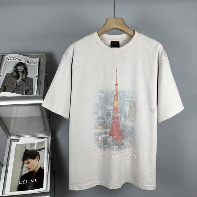 Top version - Balenciag Statue of Liberty printed short-sleeved T-shirt Original