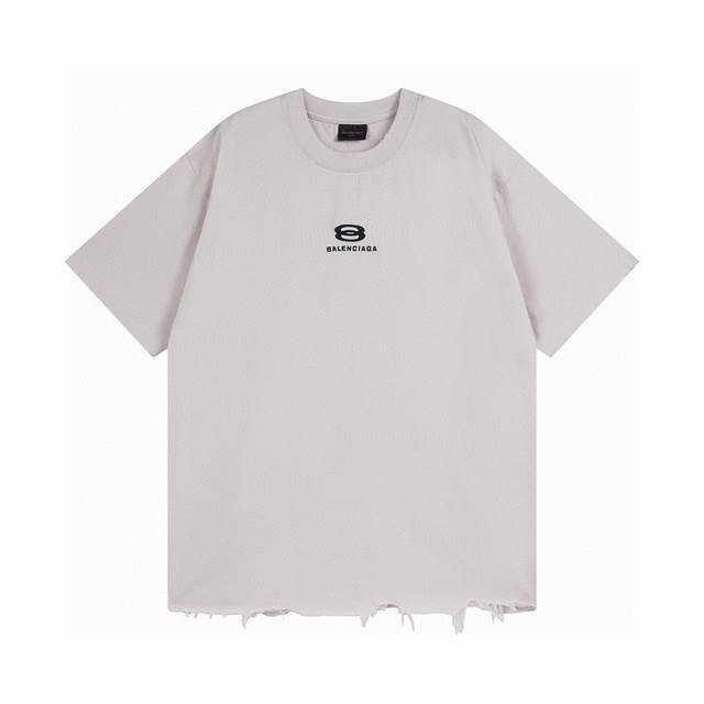 Balenciaga 2026 Ss double ring Logo classic letter embroidery worn and damaged s