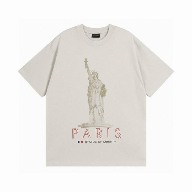 Balenciaga 2025 Ss catwalk style Statue of Liberty washed distressed short-sleev