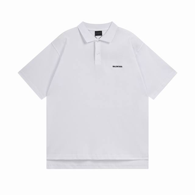 Balenciaga 2025 Ss new front and back letter logo embroidered Polo shirt short s