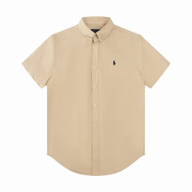 R62 Ralph Lauren poplin short-sleeved pony embroidery button-down lapel classic