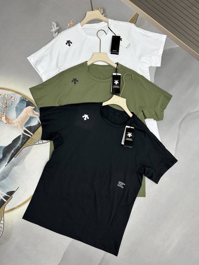 High version! Descente three-color round neck T-shirt short-sleeved top for coup