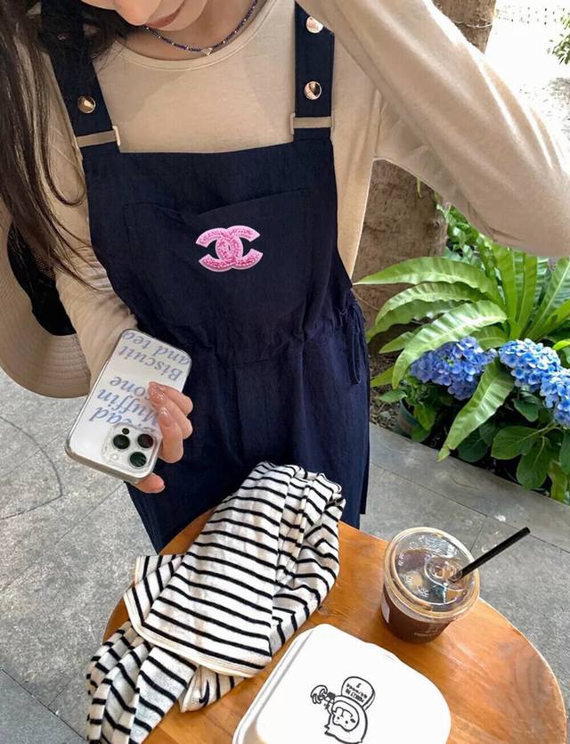 Chanel Chanel Pocket Double C Embroidery Wide Leg Overalls Mask Long Sleeve T Tw