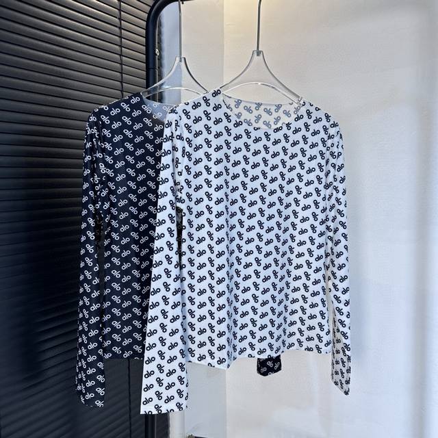 Alo full print letter print elastic slim sun protection bottoming shirt Style nu