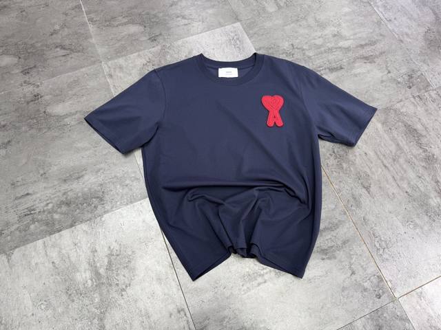 Ai* Am* counter model knitted embroidered heart short-sleeved T-shirt Classic an