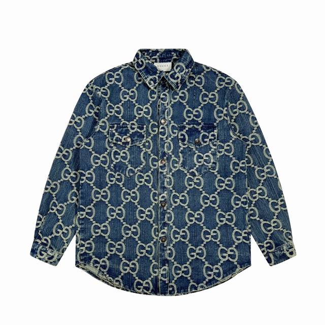 Gucci full print double G denim shirt jacket Full print is indeed a classic and