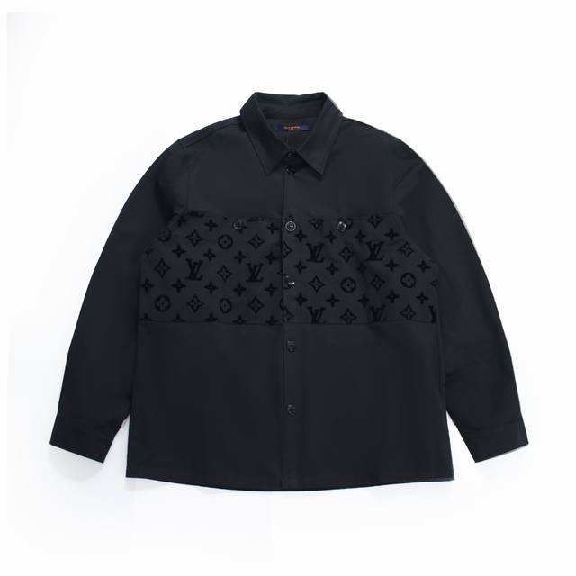 Lv Louis Vuitton 24 new splicing flocking logo shirt unisex jacket This jacket i
