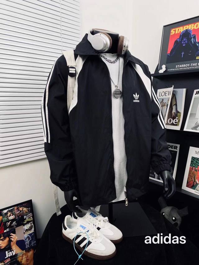 Adidas Trefoil patchwork retro jacket, same style for men and women, even better