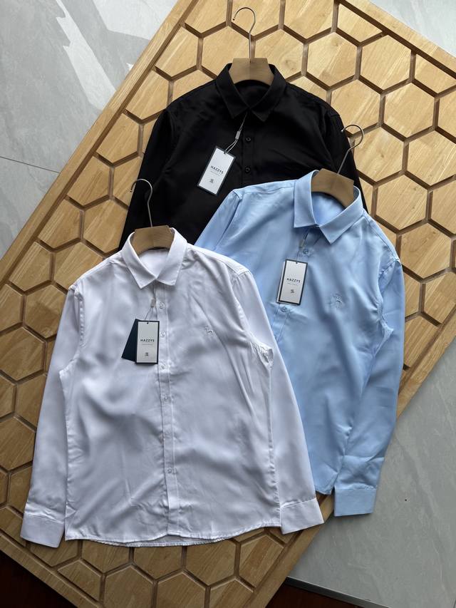 Hazzys spring and summer new men's solid color casual shirt fashion long-sleeved