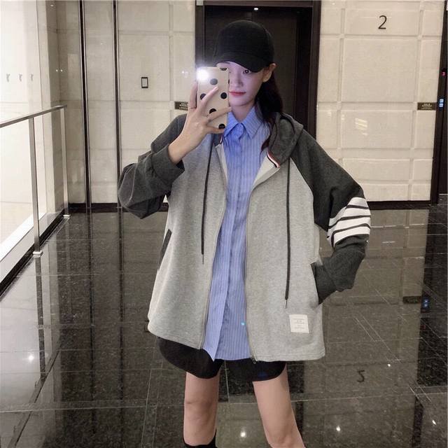 trend ~ Tb zipper webbing hooded jacket, the highest color-woven version, all ki