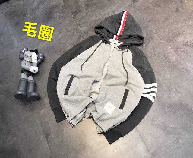 Trendy~Tb zipper webbing hooded jacket, the highest color-woven version, availab