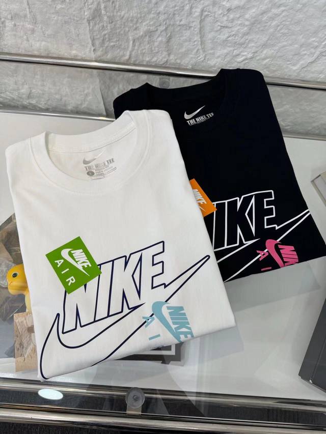 Nike Nike colorful big hook print on the chest couple round neck short-sleeved T