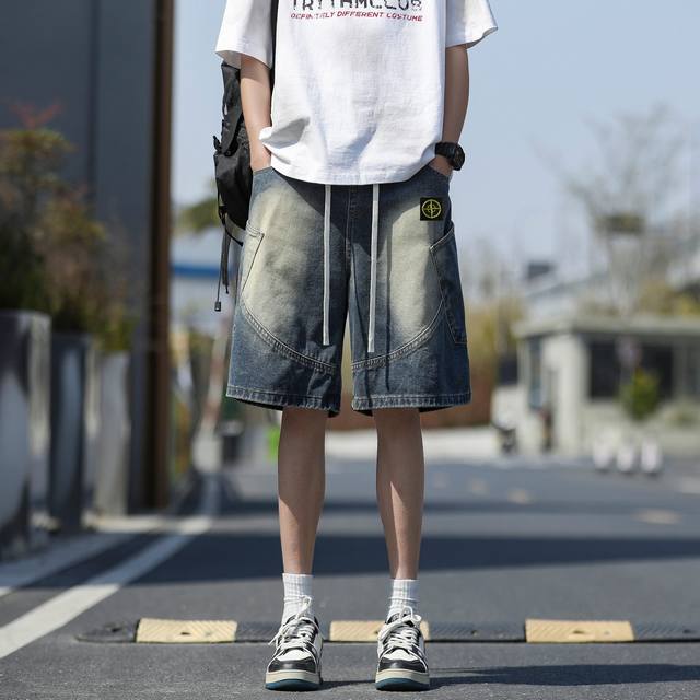 Stone Island American denim shorts, same style for men and women, overseas limit