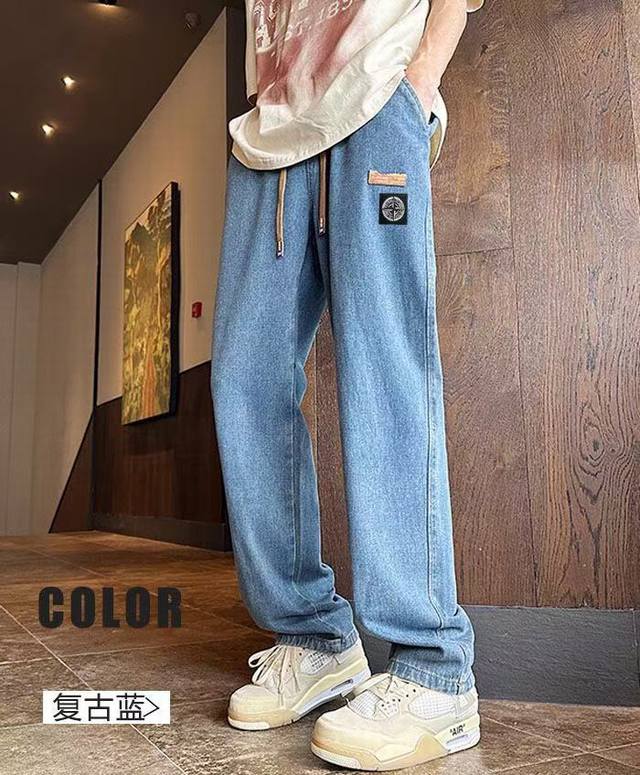 New arrival New Stone Island washed straight jeans, washed denim material, comfo