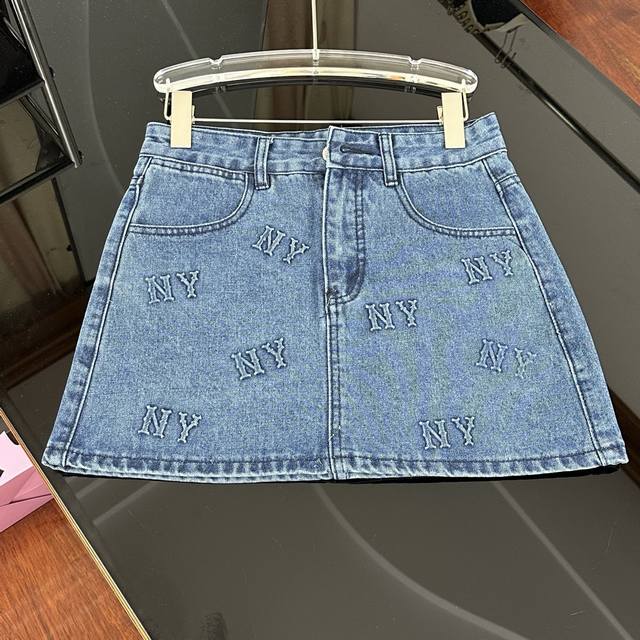 High Street Blue Flame Awakening Mlb Trend Player Light Blue Denim Skirt New Rel