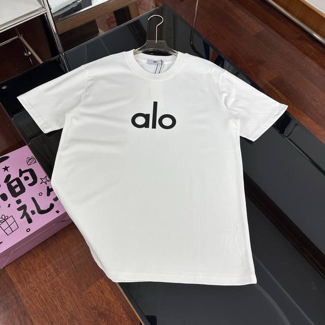 Alo 25Ss new spring and summer round neck loose three-dimensional glue front and