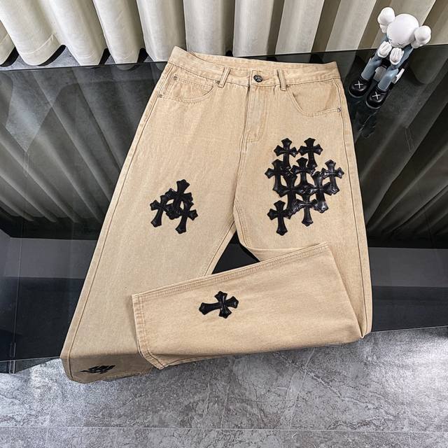 Ch Chromehearts Miami Limited Edition Black Cross Patch Khaki Jeans Counter pric