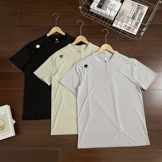 for Descente High Elastic Quick Dry Technology Half Zipper New Summer High Perfo