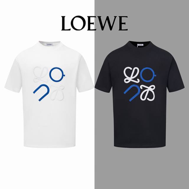 Loewe blue embroidered round neck short sleeves with large logo Same style as Lo