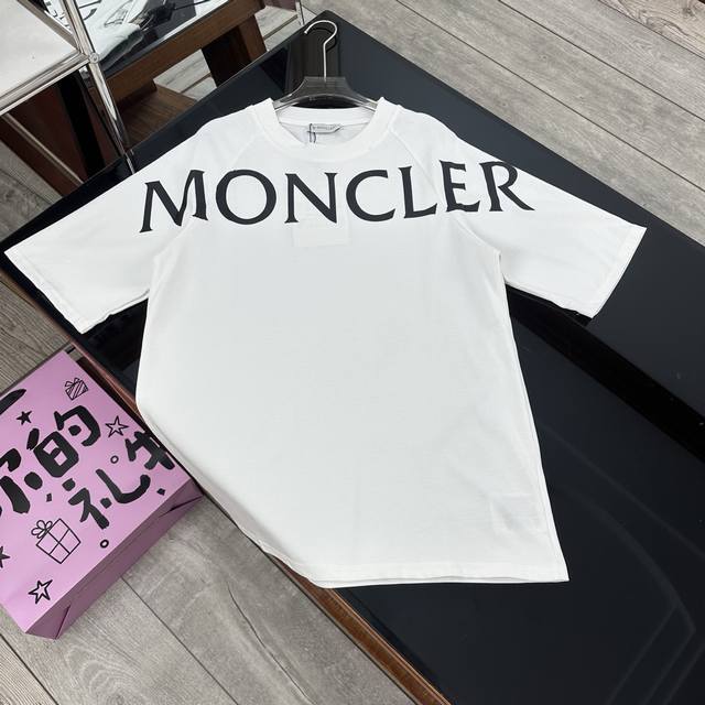 Moncler 25Ss big letter slogan printed Logo badge couple round neck short-sleeve